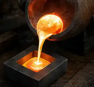 Crystals are melted and formed into grain or bars.
